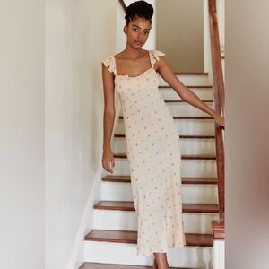 Anthropologie Scallop Babydoll Midi Dress in Peach M NWOT